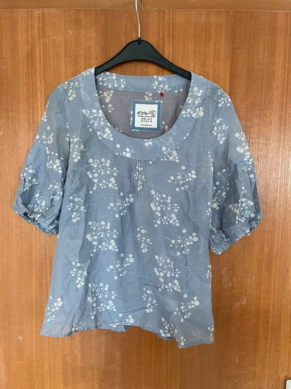 Hellblaue Bluse aus Seide und Baumwolle *Mengenrabatt*