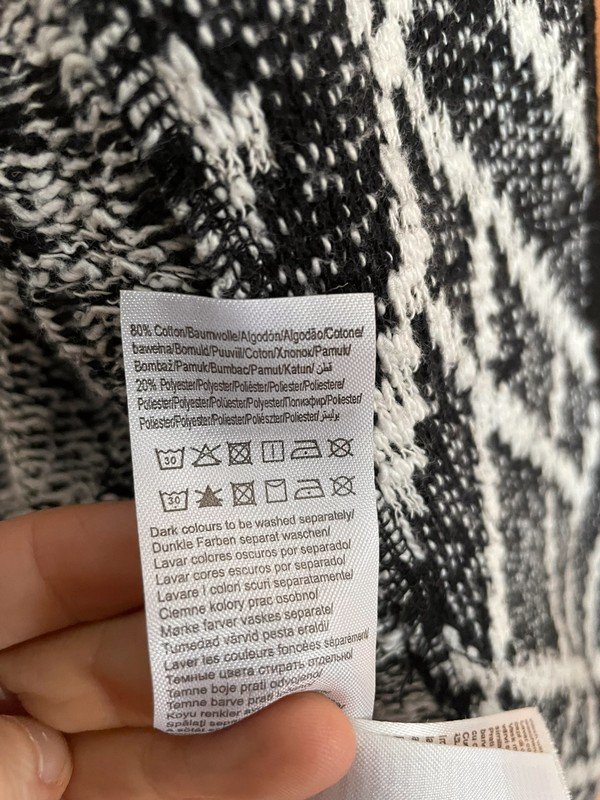 schwarz-weiß gemusterter Baumwoll-Cardigan in Gr. S *Mengenrabatt*