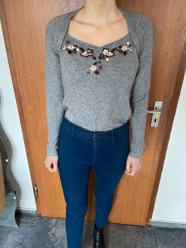 grauer Pullover aus Wolle/Kaschmir von BIBA *Mengenrabatt*