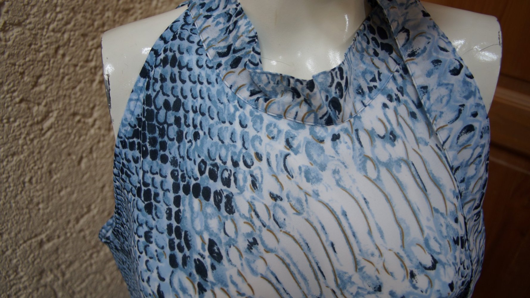 #Chiffon-Top, Gr. 40, #blau-weiß, #Together