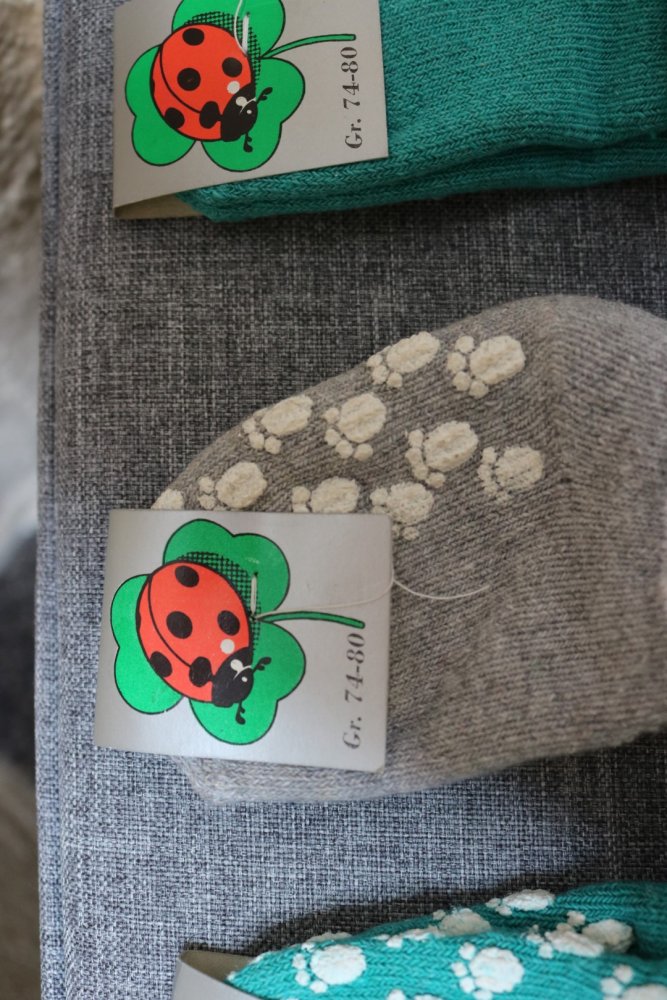 #5 Paar ABS-Socken für Babys, Gr. 74/80, #grün und grau, #hochwertig, ohne Gummidruck