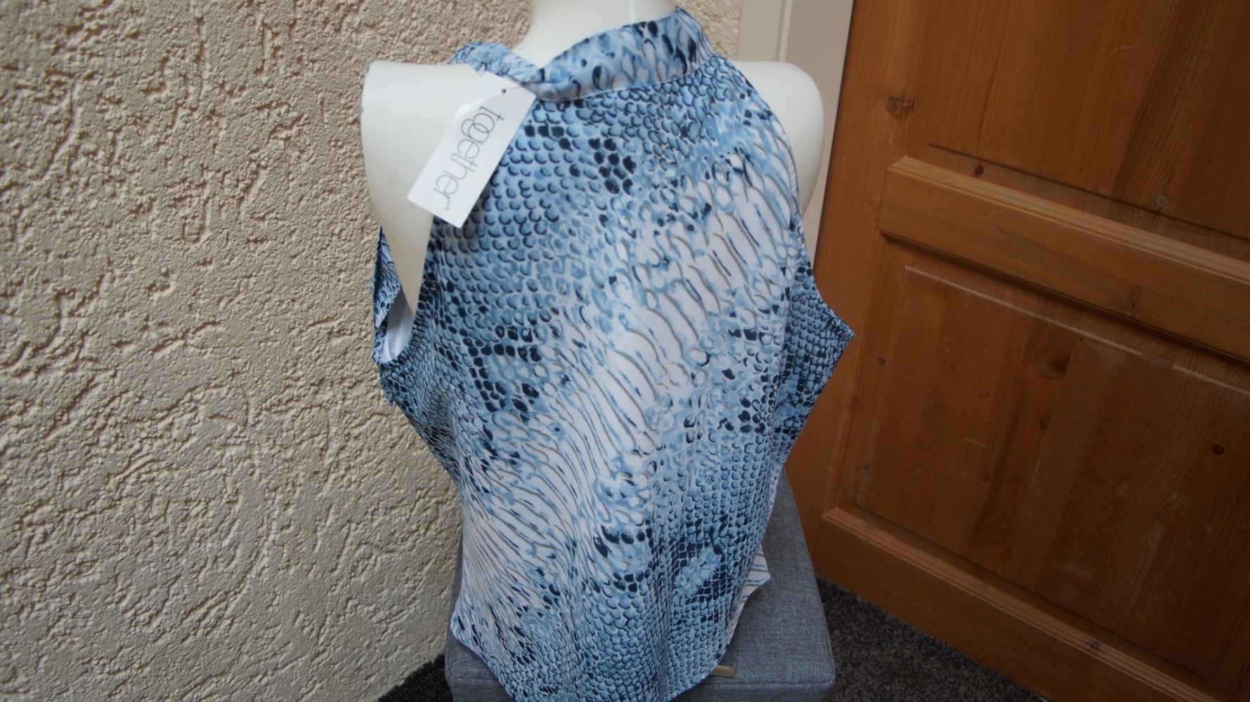 #Chiffon-Top, Gr. 40, #blau-weiß, #Together
