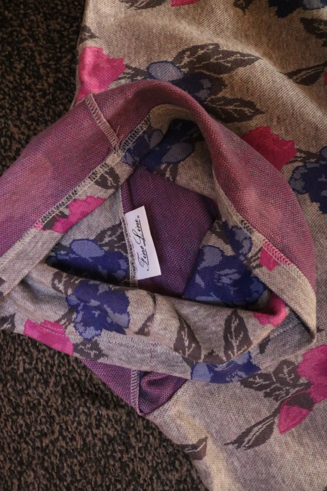 #Sweatshirt m. weitem Rollkragen, Gr. 54, #grau-blau-pink, #hochwertig