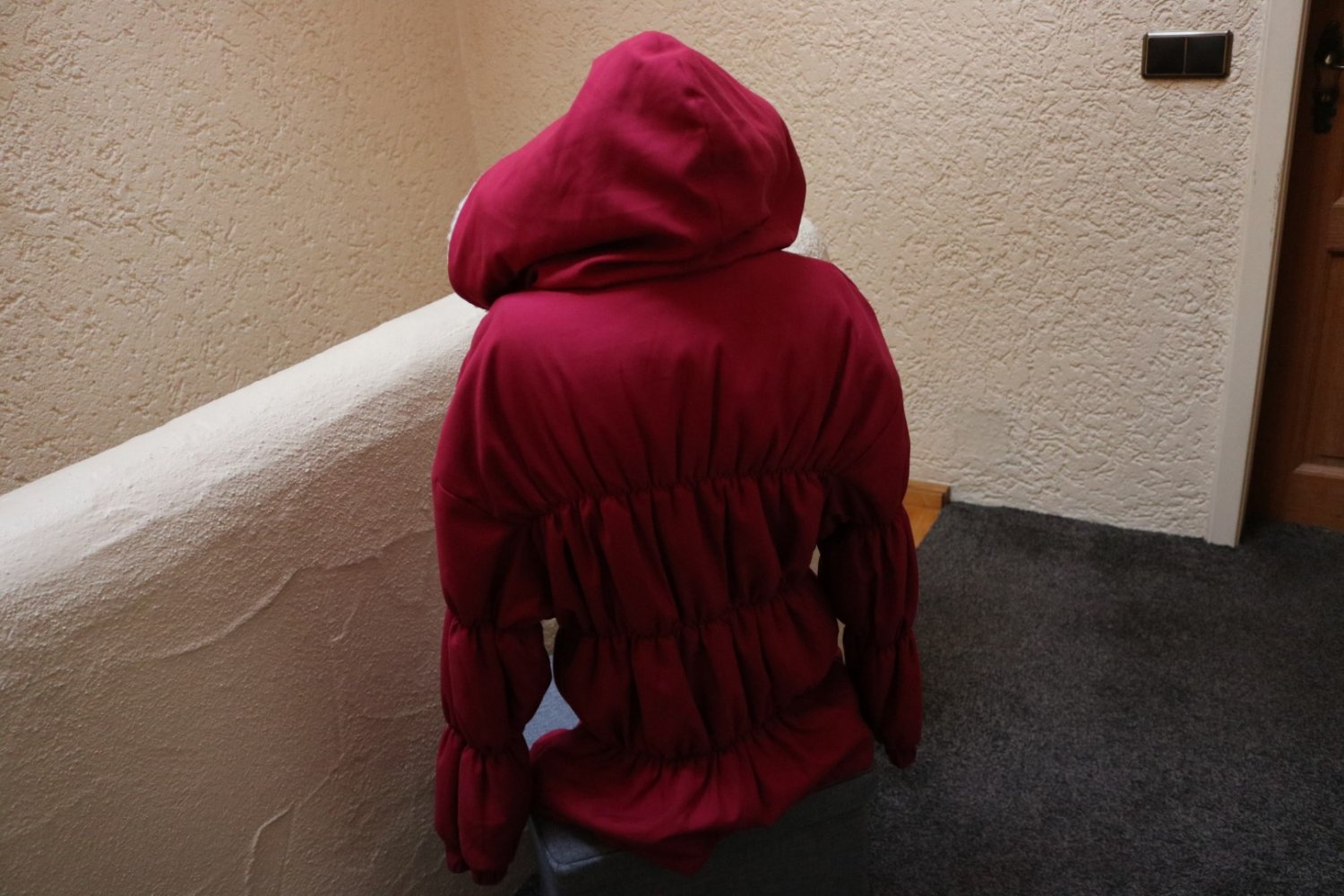 #Winterjacke m. Kapuze, Gr. 34/36, #rot, #gesteppt - wie neu
