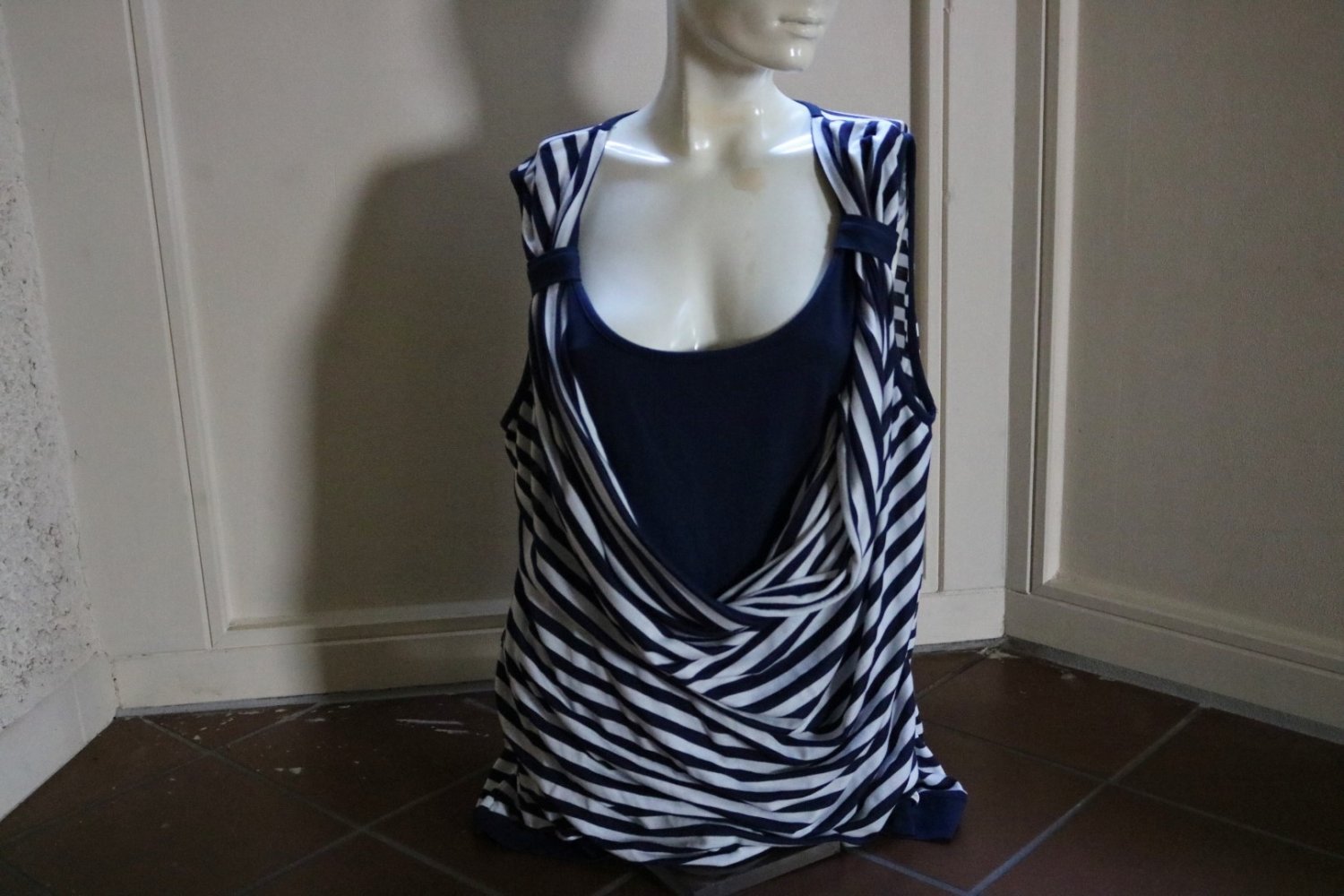 #Two-in-One-Top, Gr. 46, #dunkelblau-weiß, #Heine - wie neu