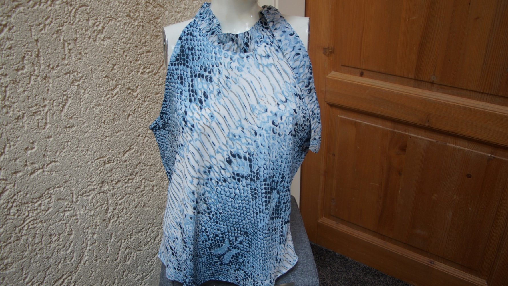 #Chiffon-Top, Gr. 40, #blau-weiß, #Together