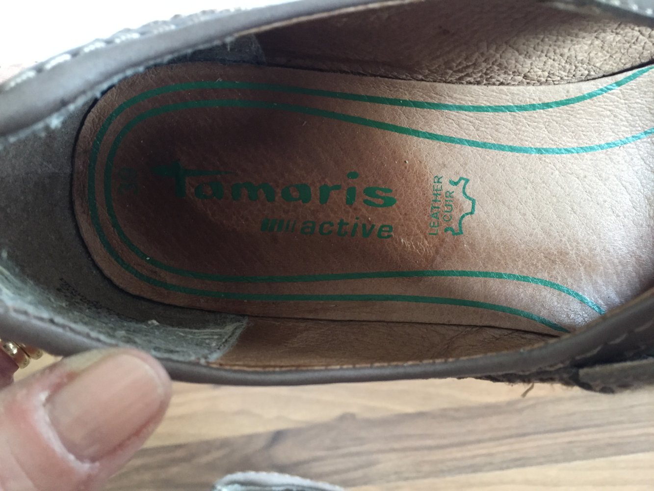 Tamaris Leder Mary Jane Ballerinas Gr.39 Farbe Taupe