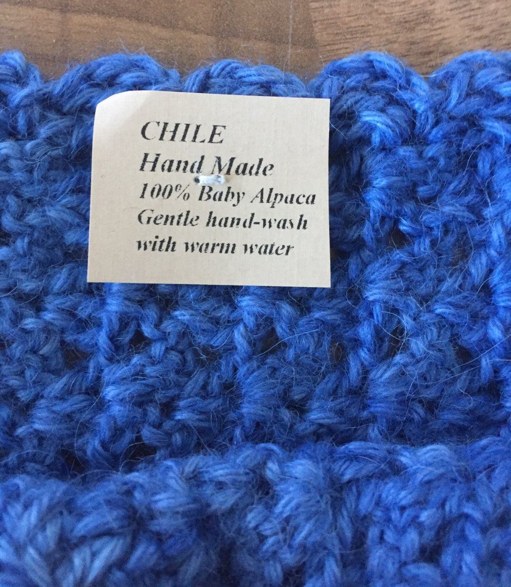 Baby Alpaka Wollschal Kragen Handgestrickt aus Chile