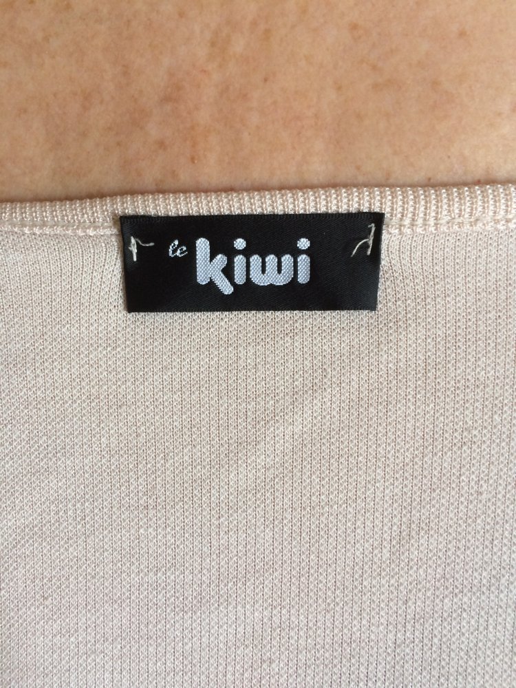 Kiwi Tank Top Gr.44 mit Gold Faden Elefant Stickerei auf der Brust Nude / Rose
