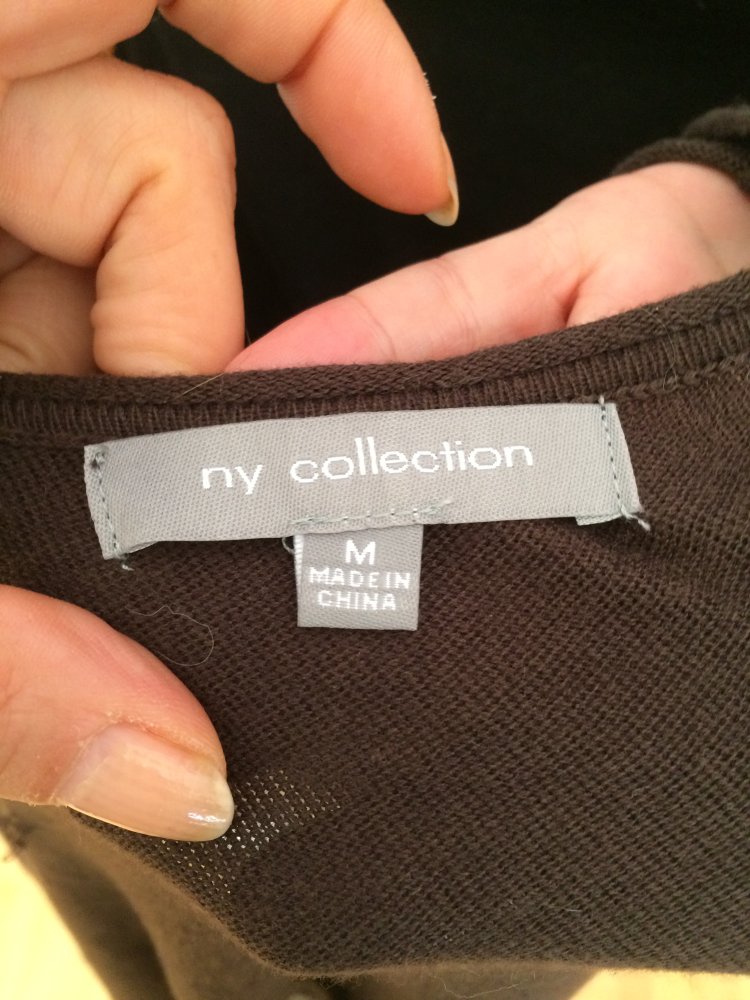 NY Collection Zipfel Long Pullover Gr.M braun schwarz weiß schräg gestreift