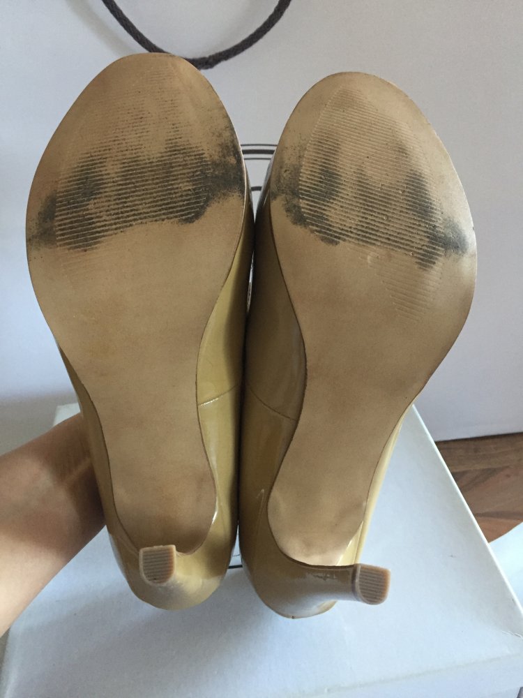 Steve Madden Leder Plateau Lack High Heels Gr.40 Nude / Senf