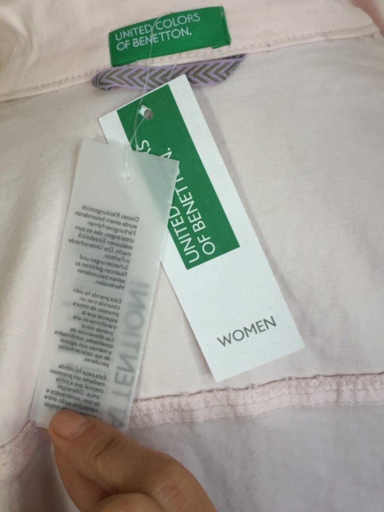 UCOB Benetton Oversize Long Jeans Vest Gr.XS/S Rose Neu mit Etiket