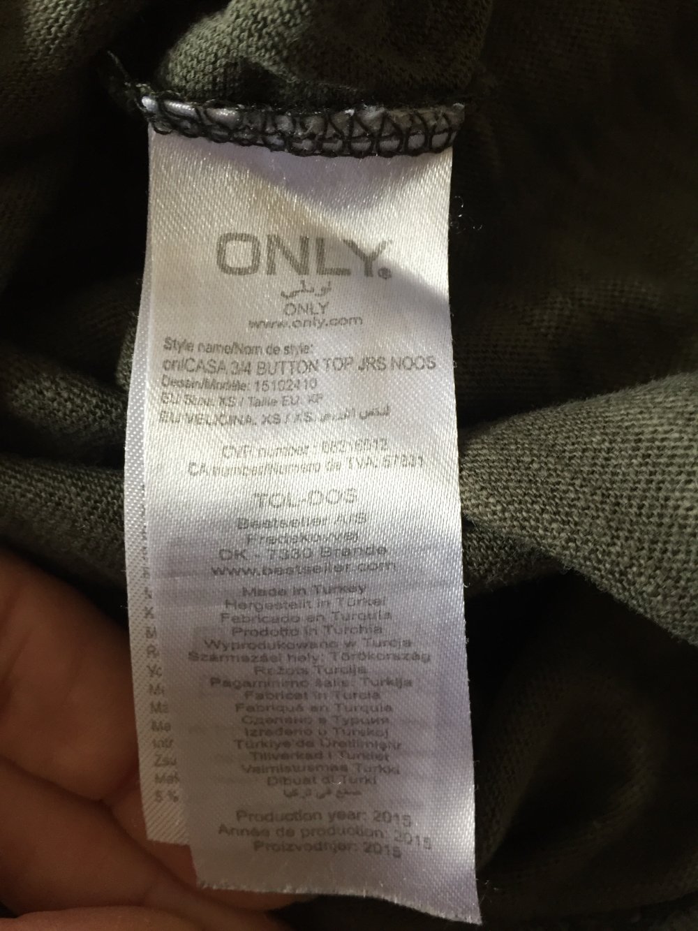 Only Vokuhila Tol-Dos Button Top Gr.XS grün / khaki