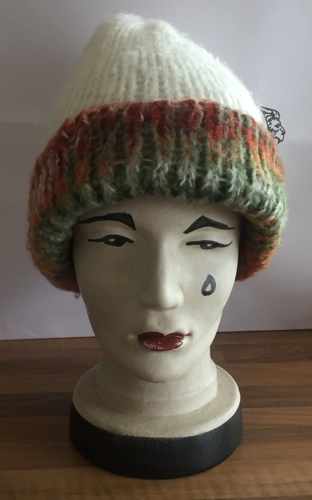 Woll Mütze Beanie aus Chile toller Strick Creme Braun Handmade aus Chile