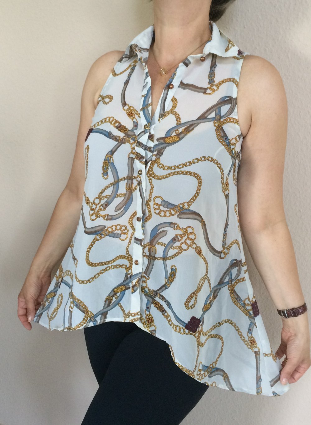 Atmosphere Vokuhila, Cut out Rücken Bluse Gr. M fließender Chiffon