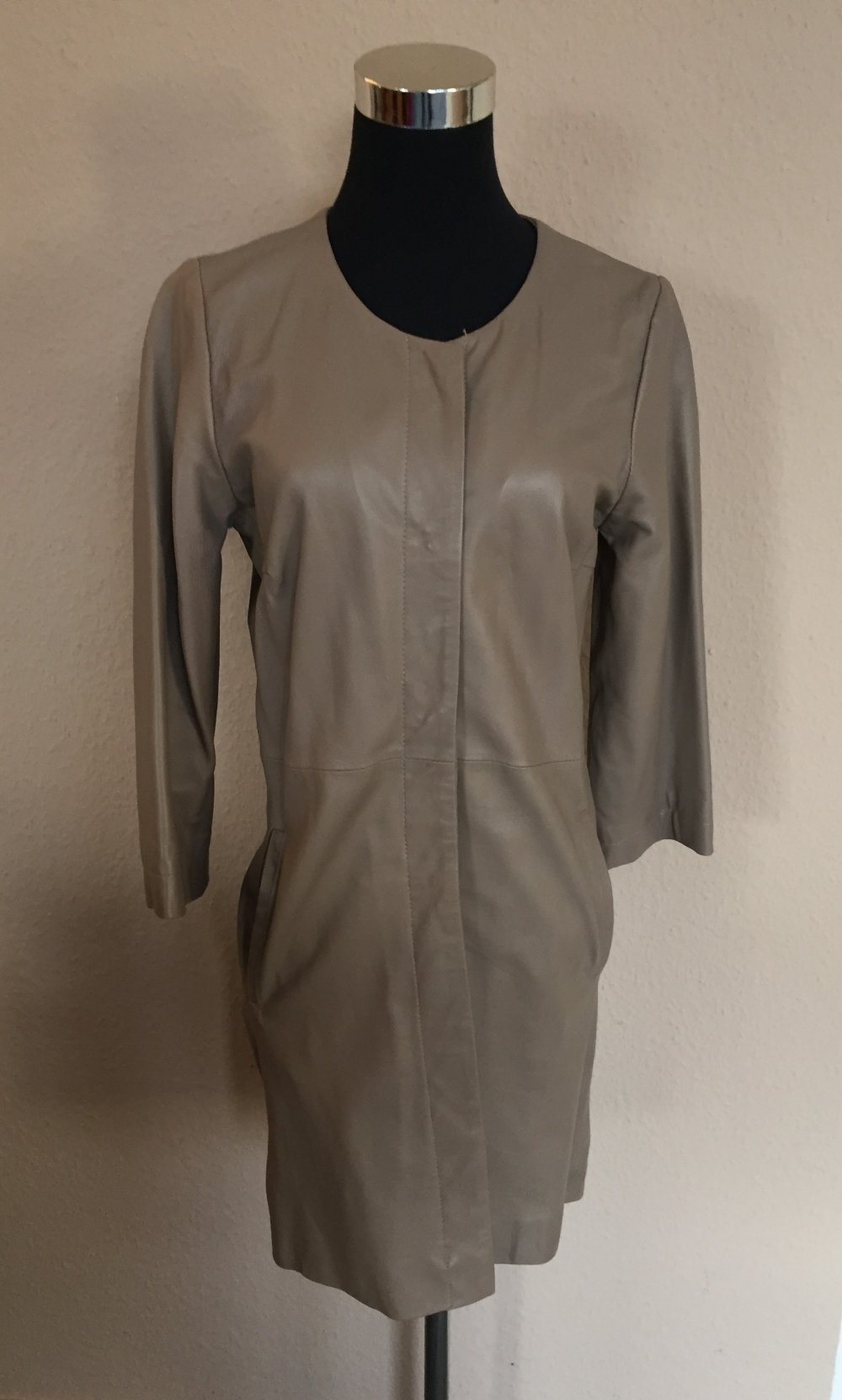 Cigno Nero Leder Kurzmantel / Long Jacket Gr.34 Naturfarben