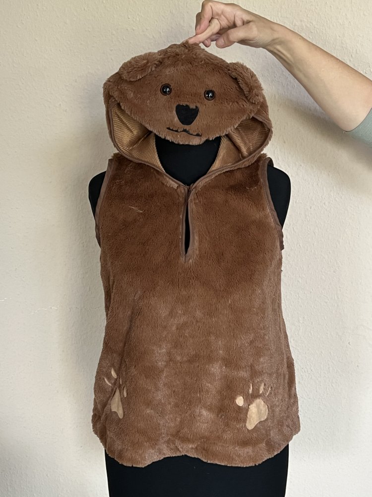 Teddybär Weste mit Hoodie ca Gr.122 Fake Fur braun