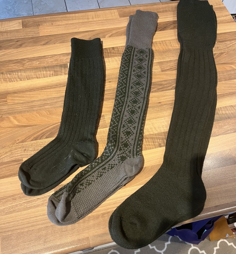 3 Paar warme Overknee Strümpfe dunkelgrün Wolle Winterwarm