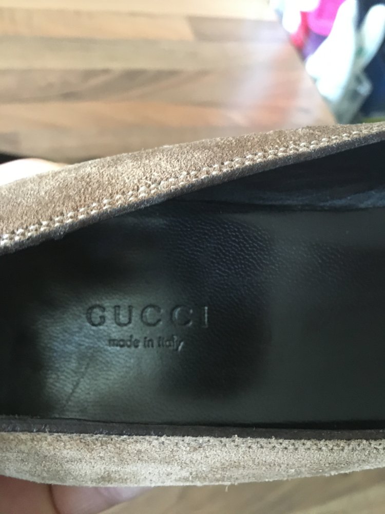 Gucci Rauleder Pumps Gr.38,5 Braun mit Pfennigabsätzen