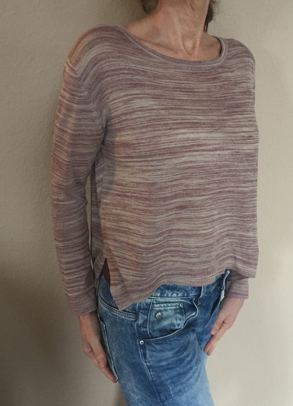 Zara Knit Vokuhila Pullover Gr.M zart rose meliert lang Arm