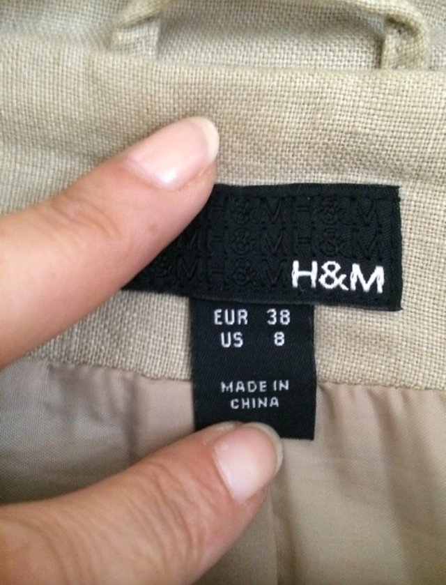 H&M Sommer Leinen Blazer Jacke tailliert unterfüttert Gr.38 in hellem Nude Ton