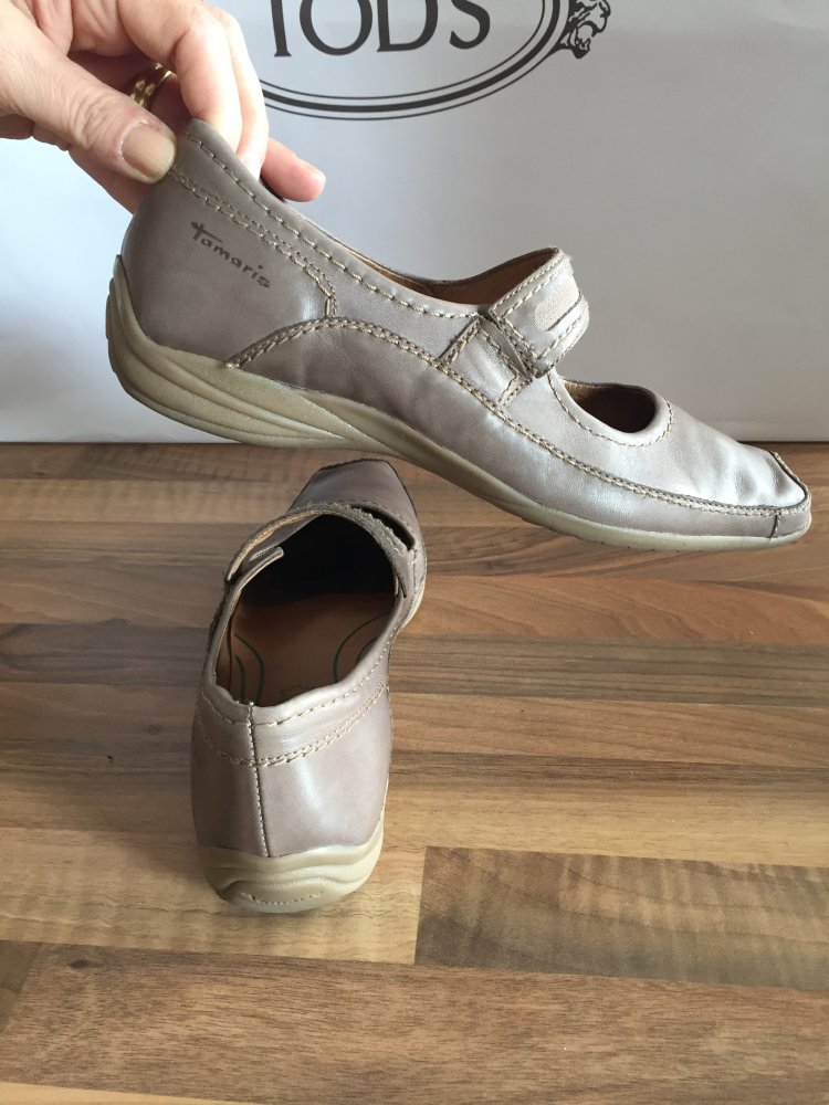 Tamaris Leder Mary Jane Ballerinas Gr.39 Farbe Taupe