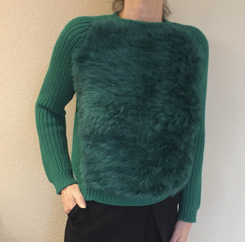 Sportmax Code Pullover mit TeddyFell Front Gr.S grün und kuschelig