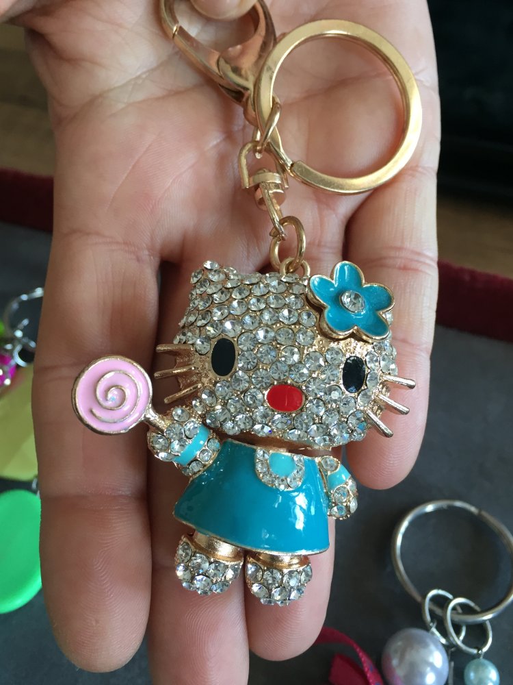 Hello Kitty mit Lollypop Glitzer Schlüsselanhänger