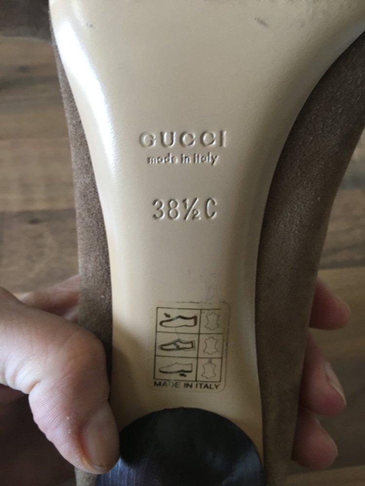 Gucci Rauleder Pumps Gr.38,5 Braun mit Pfennigabsätzen