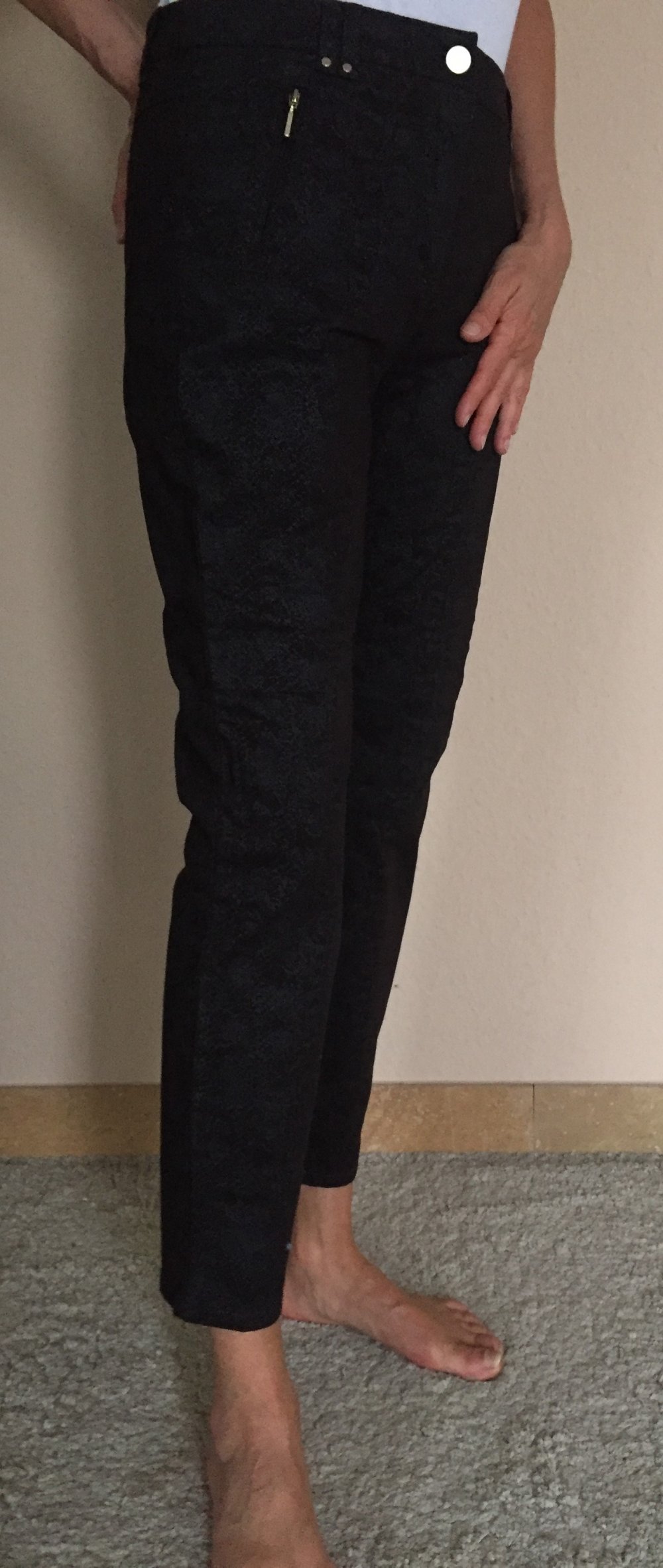 C&A Snakeprint High Waist Denim Stretch Hose Gr.38K in Metallic Optik