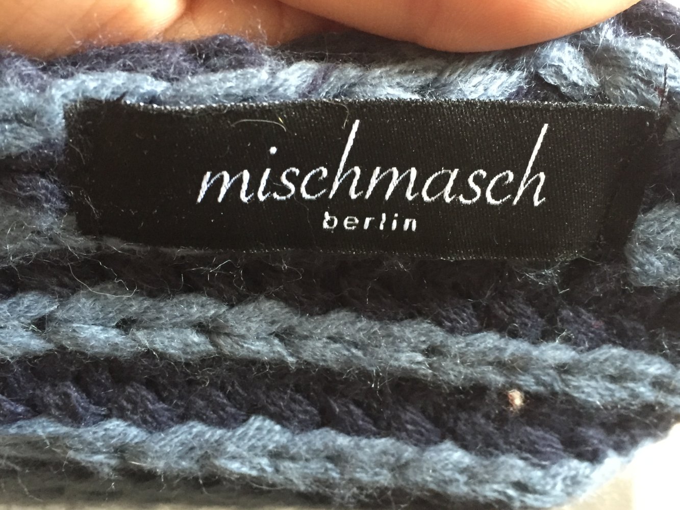 Mischmasch Berlin XXL Grobstrick Schal Color Mix blau / hellblau, Doppelstrick, warm und mollig