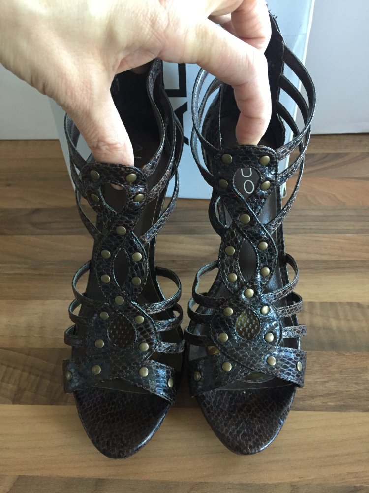 Aldo Leder Super 12cm High Heels Sandalen Schlangenprint Gr.39 Plateausohle