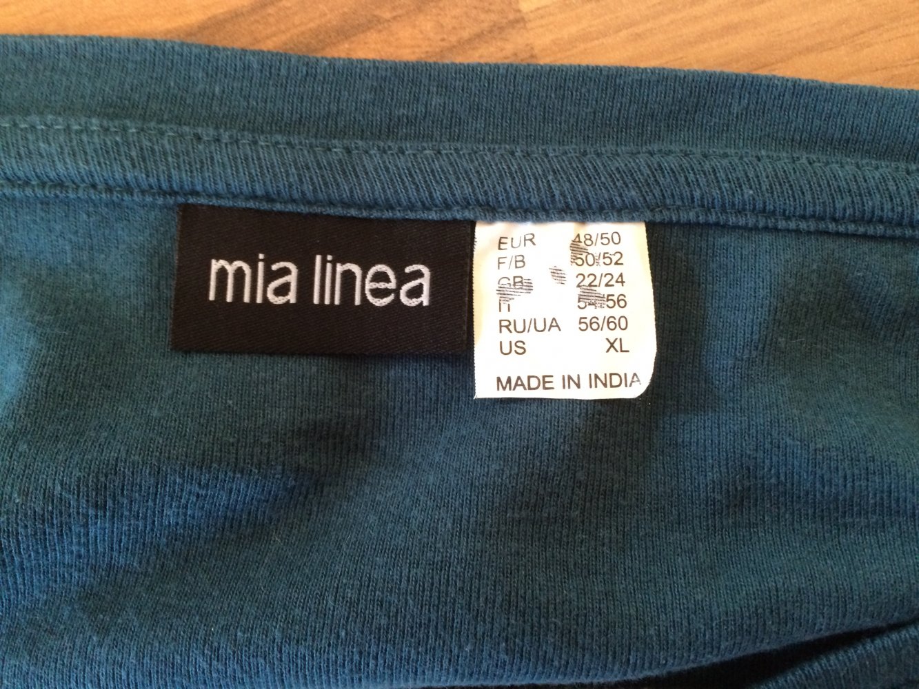 Mia Linea doppellagiges langarm Shirt Gr.46 petrolfarben mit Tribalmuster