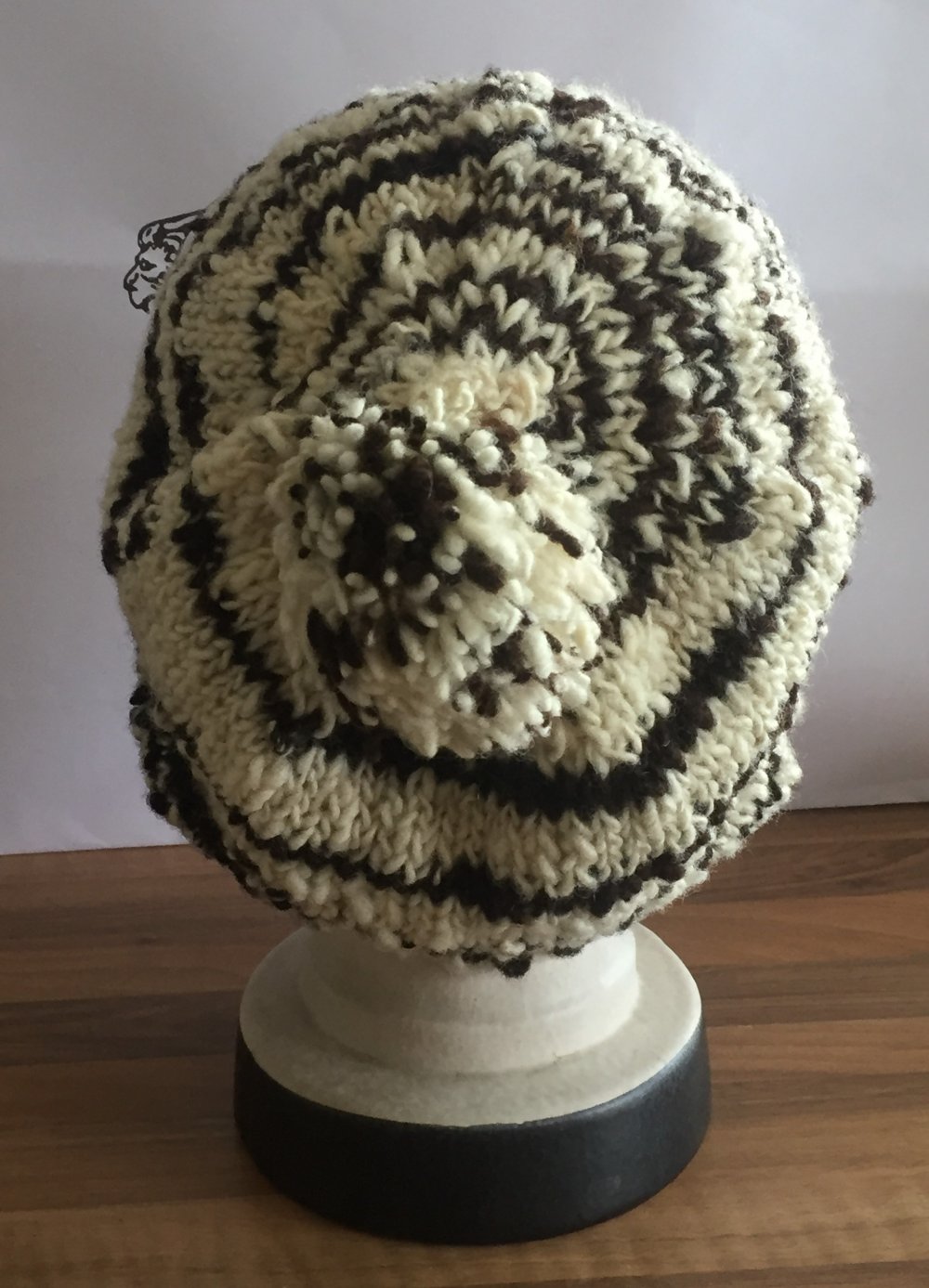 Woll Mütze Beanie aus Chile toller Strick Creme Braun Handmade aus Chile