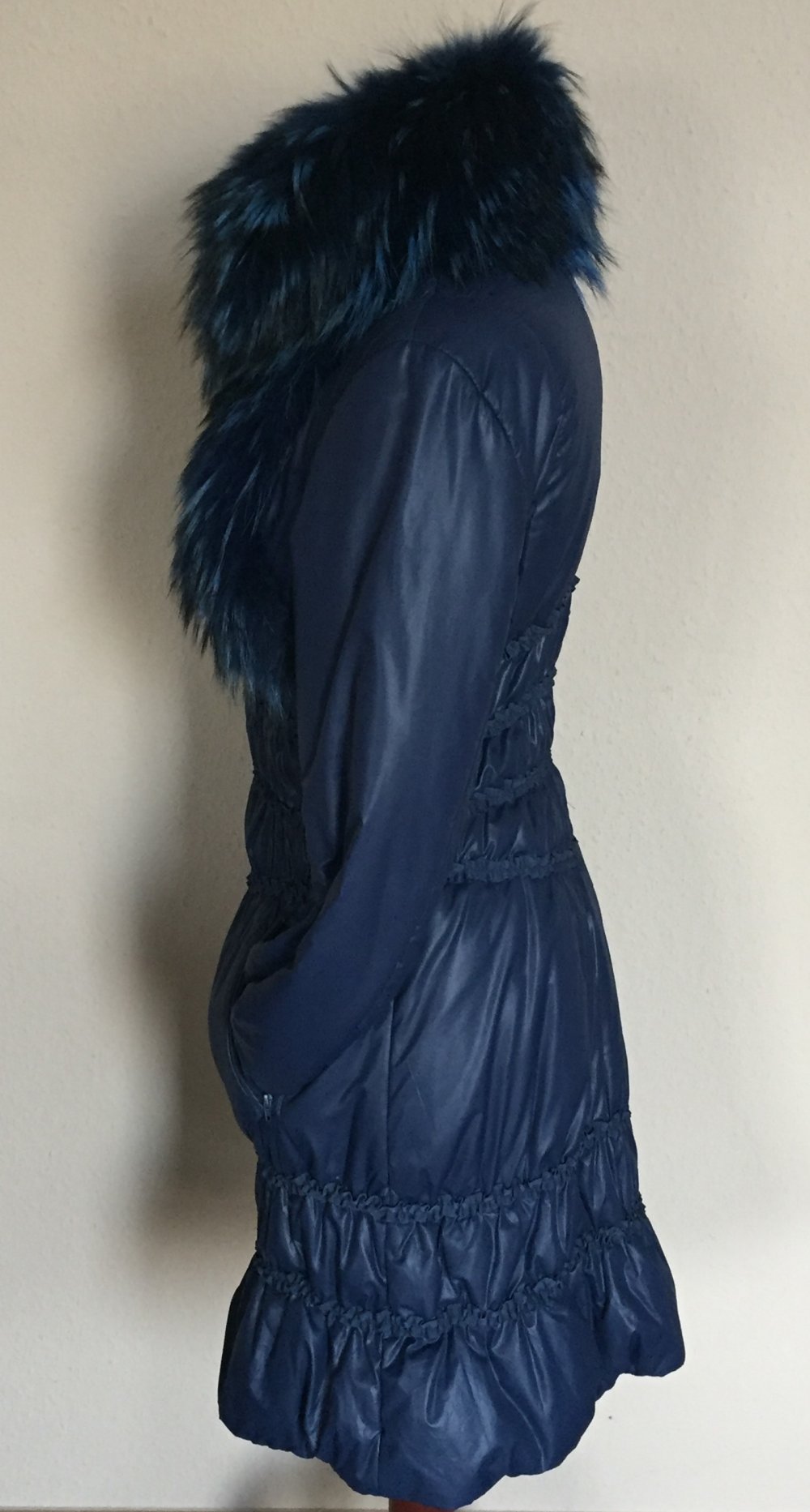 Class by Roberto Cavalli Wintermantel mit Pelzkragen Gr.36/38 Royal Blau