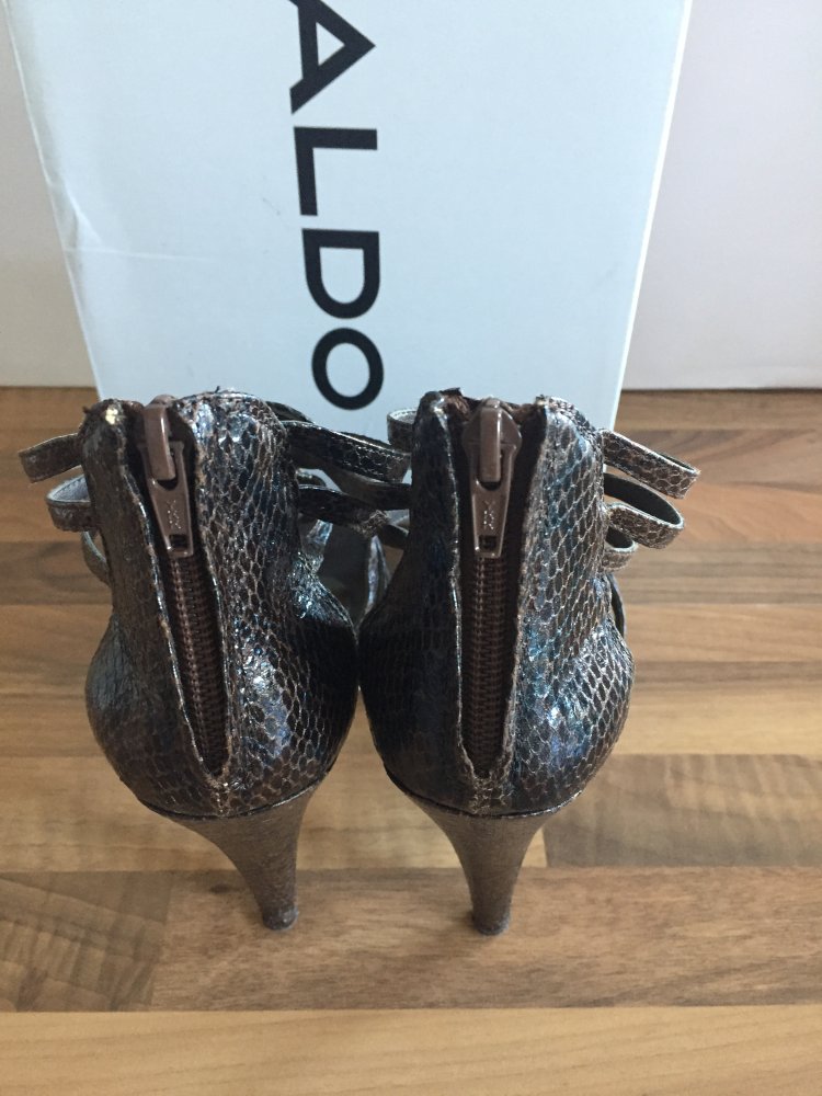Aldo Leder Super 12cm High Heels Sandalen Schlangenprint Gr.39 Plateausohle