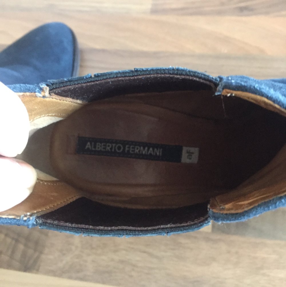 Alberto Fermani Leder Cowboy Stiefeletten Gr.39 dunkelblau