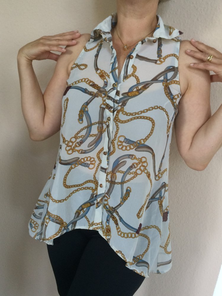 Atmosphere Vokuhila, Cut out Rücken Bluse Gr. M fließender Chiffon