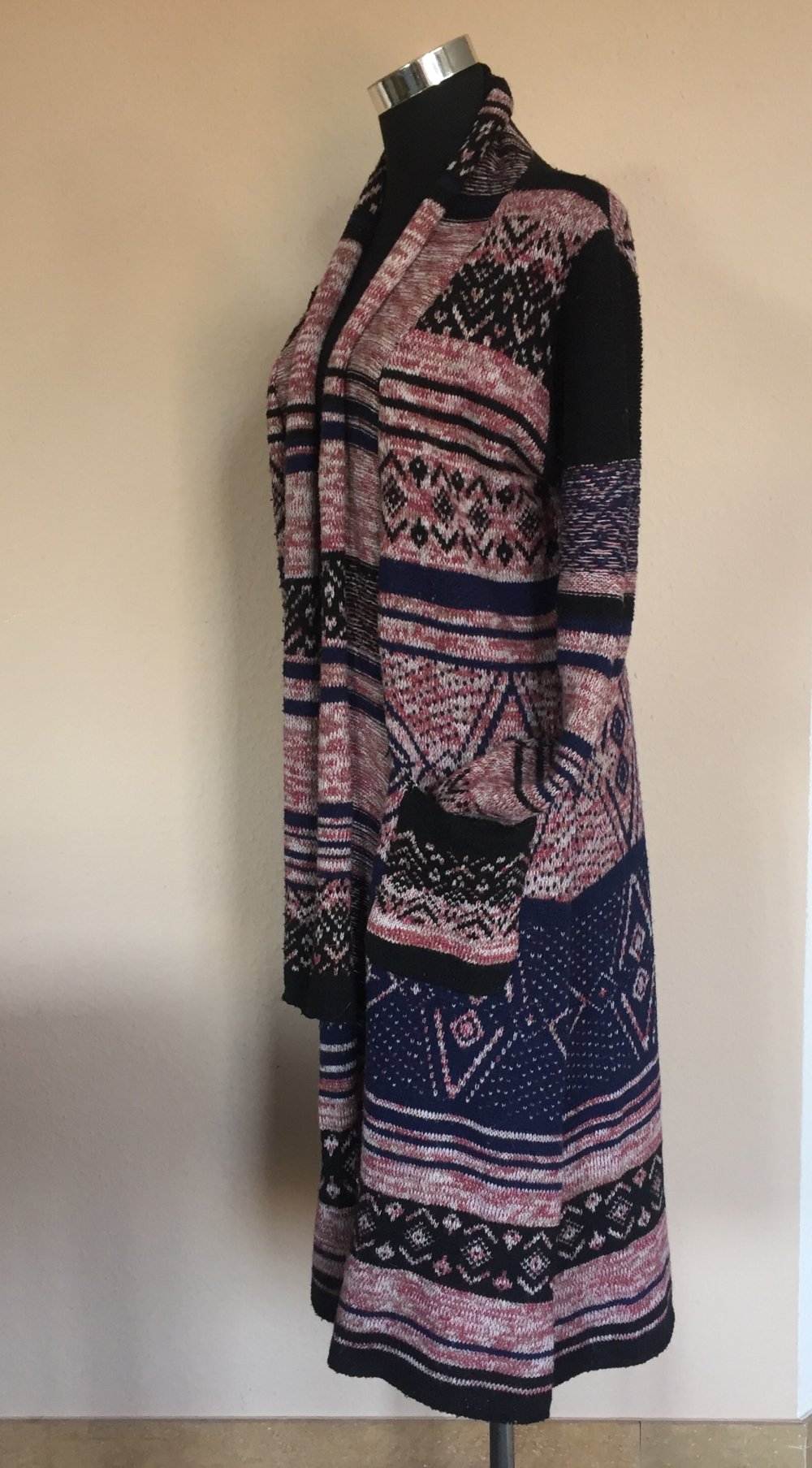 Woven Heart Long Strick Cardigan Gr.M/L im Ethno Design