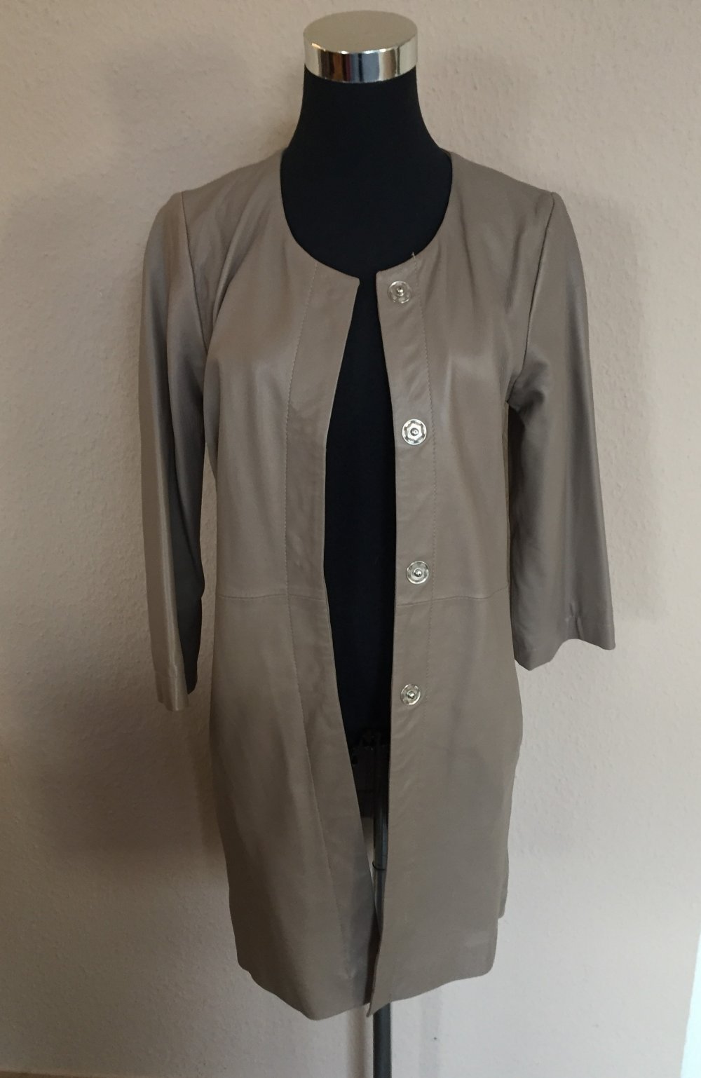 Cigno Nero Leder Kurzmantel / Long Jacket Gr.34 Naturfarben