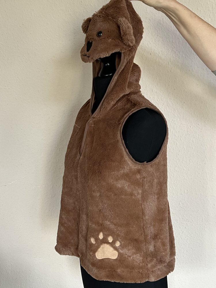 Teddybär Weste mit Hoodie ca Gr.122 Fake Fur braun