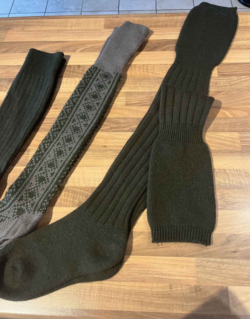 3 Paar warme Overknee Strümpfe dunkelgrün Wolle Winterwarm