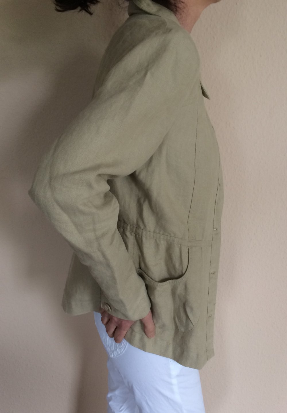 H&M Sommer Leinen Blazer Jacke tailliert unterfüttert Gr.38 in hellem Nude Ton