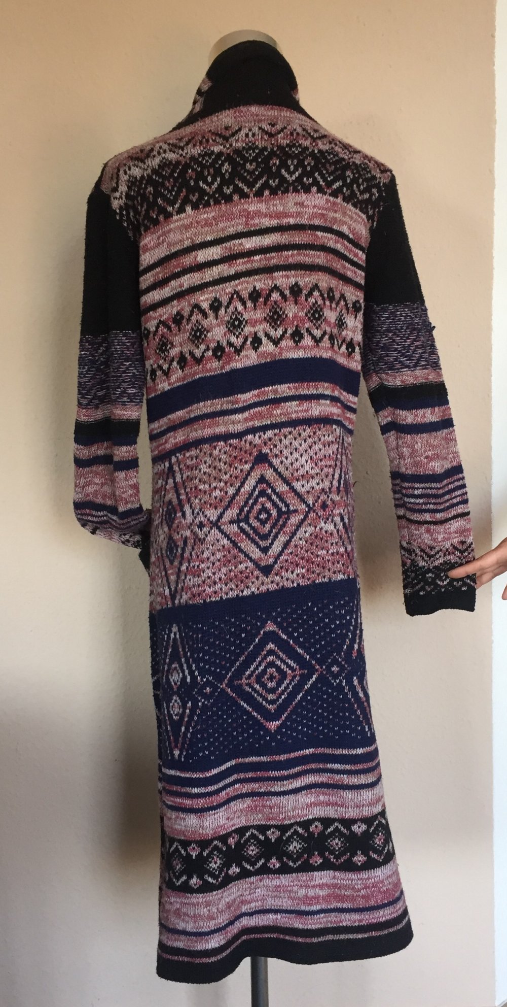 Woven Heart Long Strick Cardigan Gr.M/L im Ethno Design