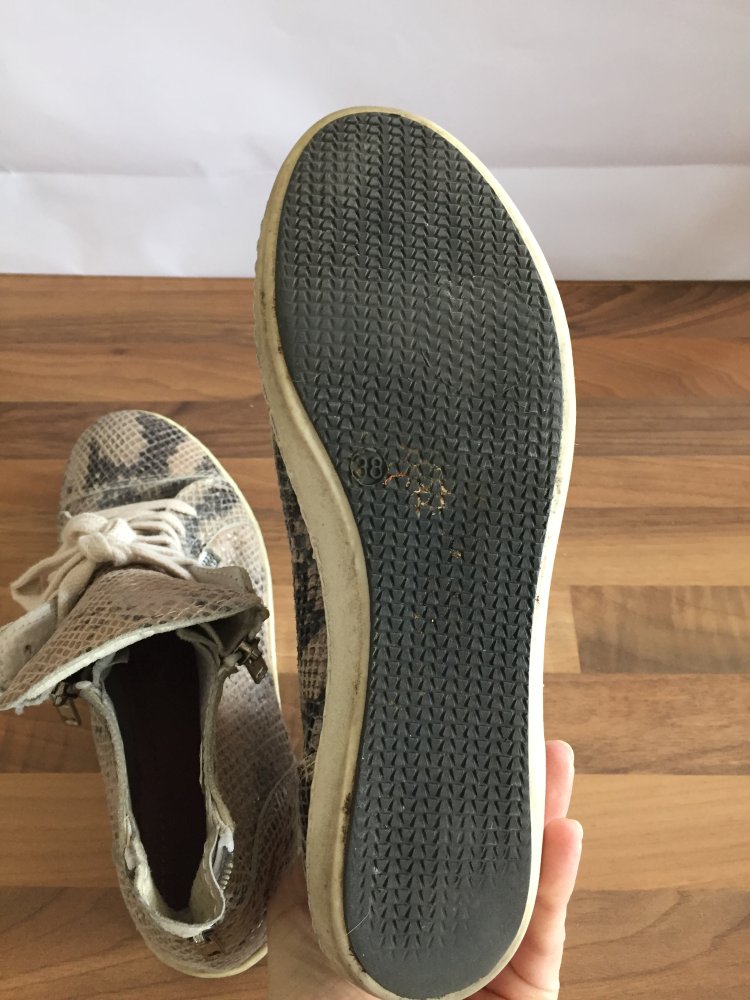 Post Xchange Leder Turnschuhe Gr.38 Snakeprint mit Reißverschlüssen