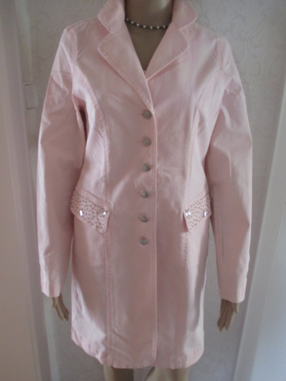 NEU * Edel * Übergangs * Sommer * Swarovski * Glitzer * Strass * Kristalle * Nieten Akzente * Mantel *BIBA by ESCADA