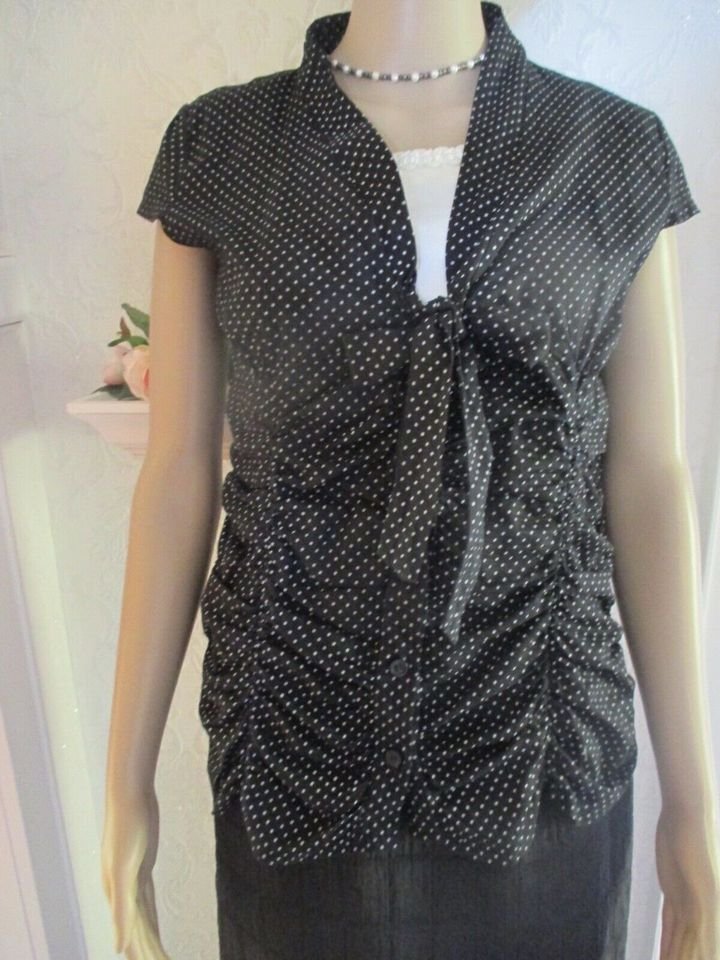 NEU 50er Jahre Rockabilly Style Polka Dots Pünktchen Punkte Tupfen Romatik Schleifen Schluppe Bluse 