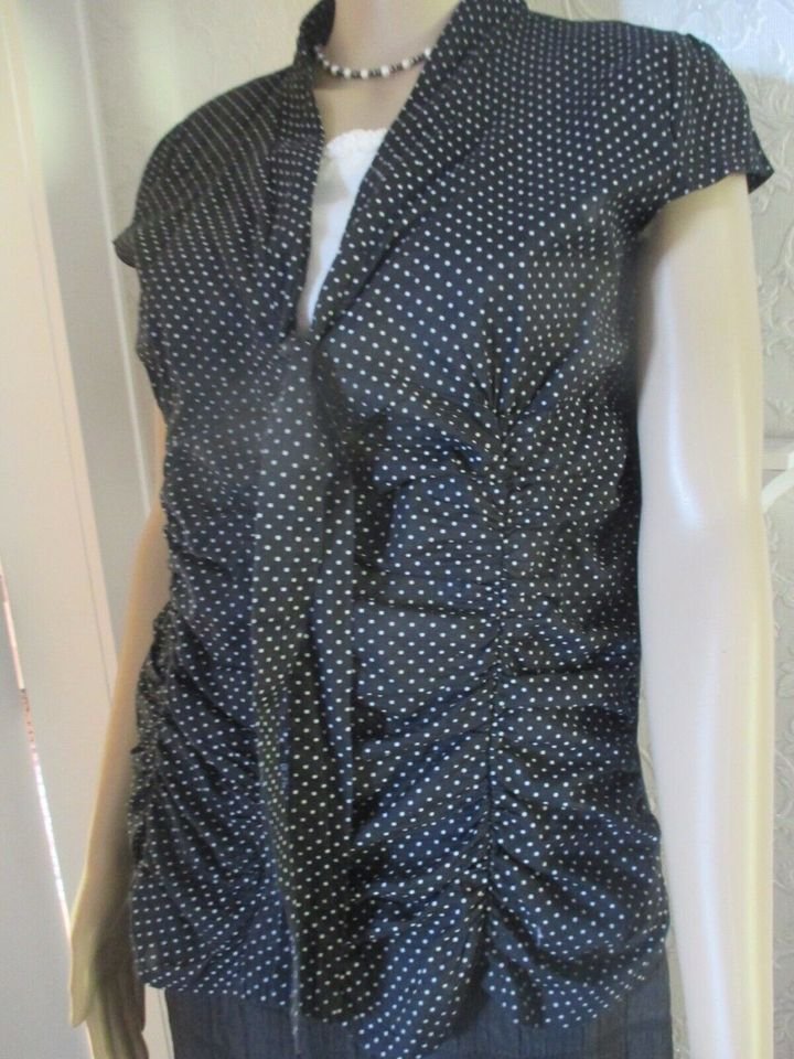 NEU 50er Jahre Rockabilly Style Polka Dots Pünktchen Punkte Tupfen Romatik Schleifen Schluppe Bluse 