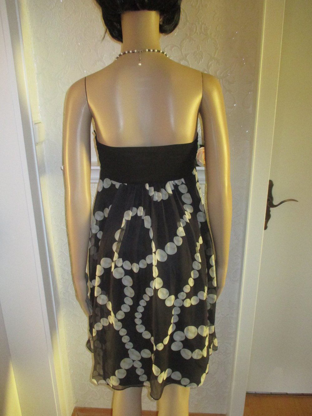NEUw * Cocktail * Ausgeh * Anlass * Seiden- Chiffon * Punkte * Polka Dots * Tupfen * Bustier * Baby Doll * Kleid 