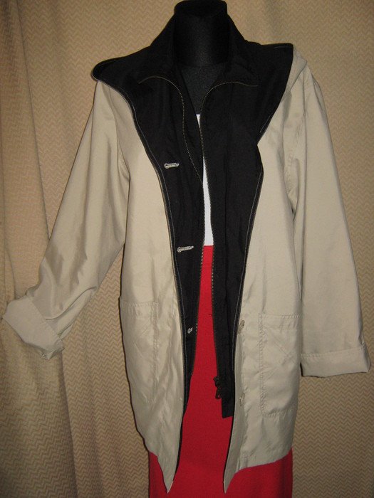  NEU * Klassisch * edel * Allround * Kapuzen * Long * Jacke * Gr. 40- 42/ M * kitt- beige * dunkel- blau *